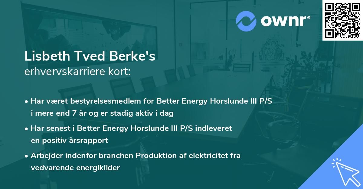 Lisbeth Tved Berke's erhvervskarriere kort