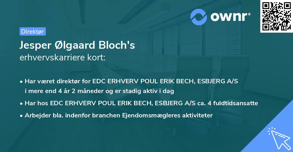 Jesper Ølgaard Bloch's erhvervskarriere kort