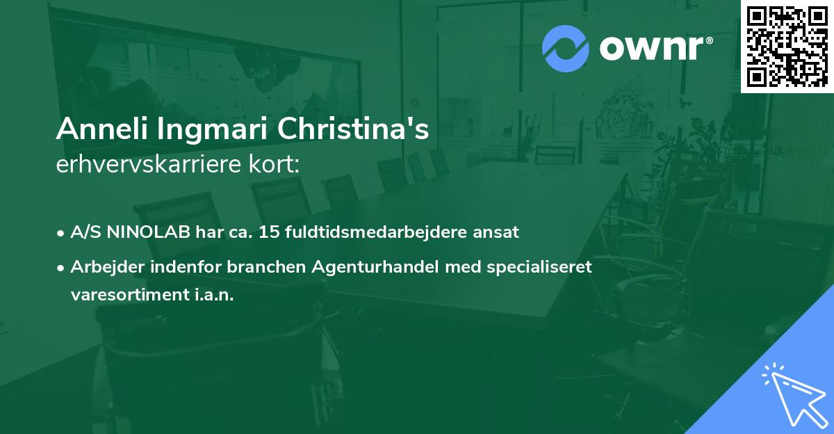 Anneli Ingmari Christina's erhvervskarriere kort