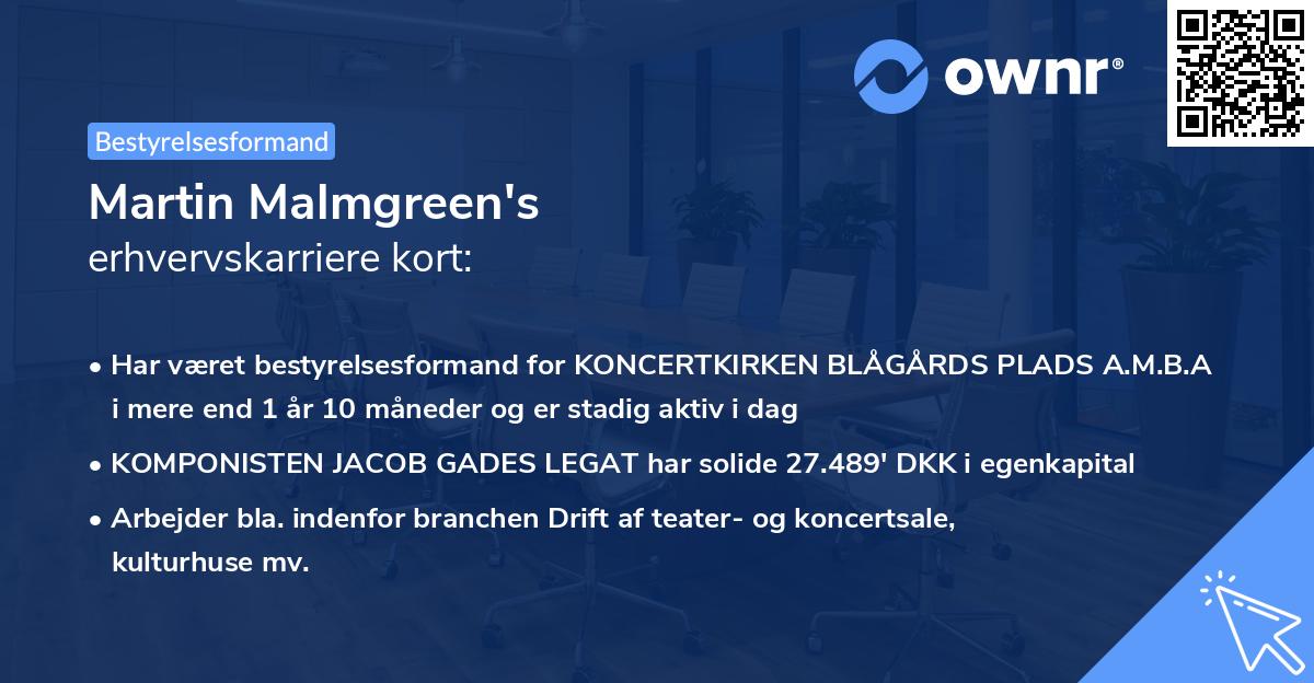 Martin Malmgreen's erhvervskarriere kort