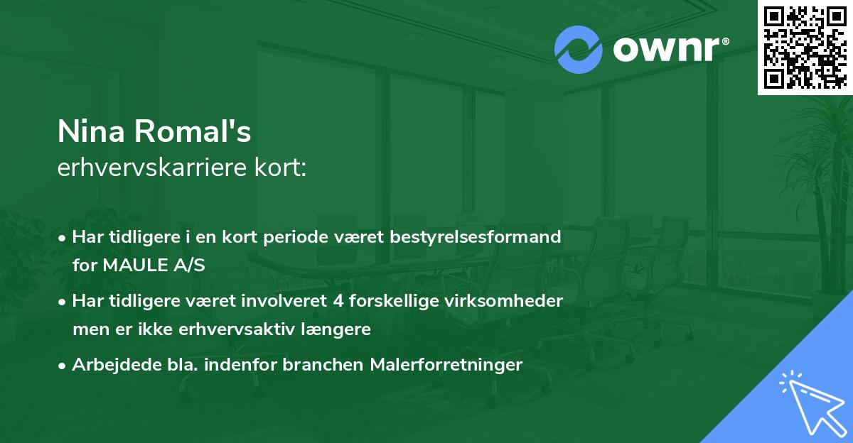 Nina Romal's erhvervskarriere kort