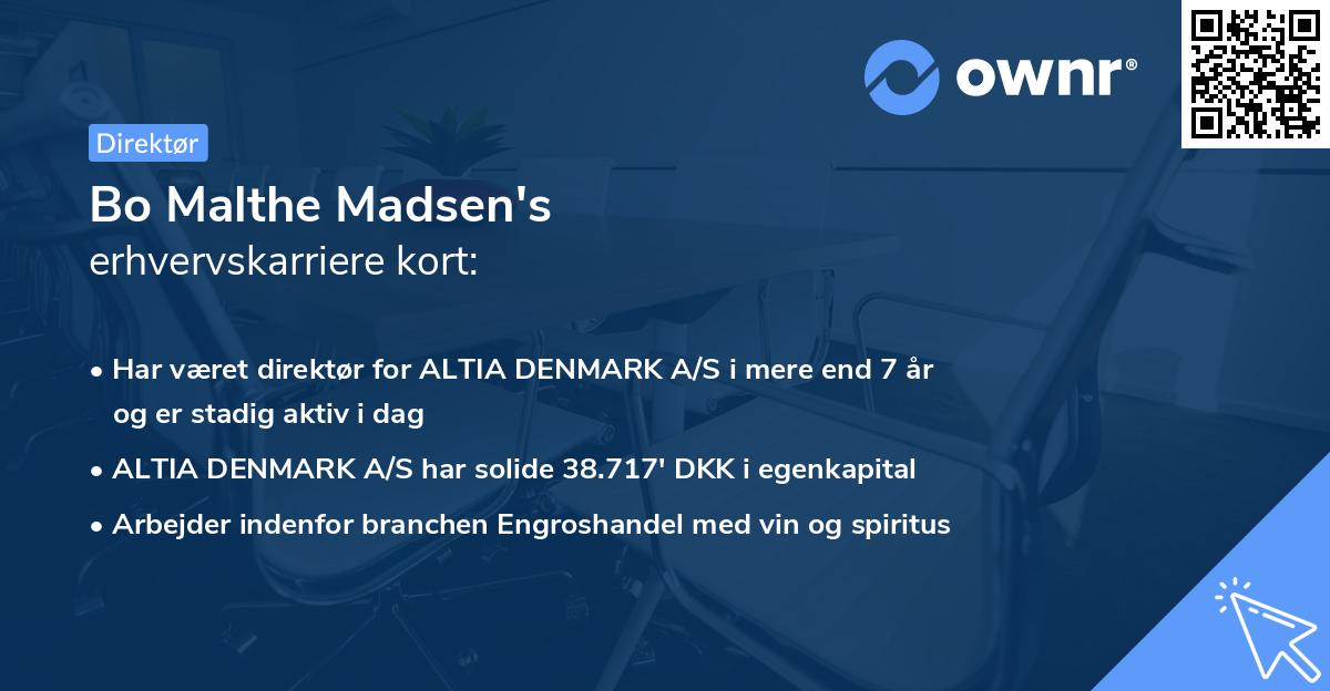 Bo Malthe Madsen's erhvervskarriere kort