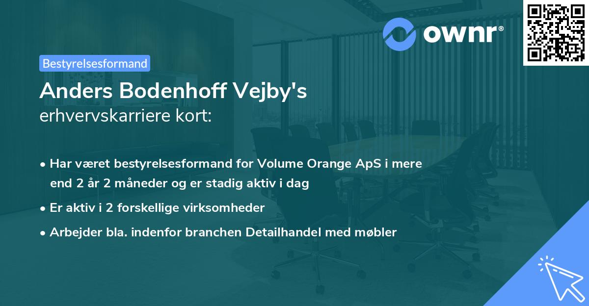Anders Bodenhoff Vejby's erhvervskarriere kort