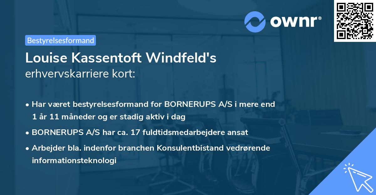 Louise Kassentoft Windfeld's erhvervskarriere kort