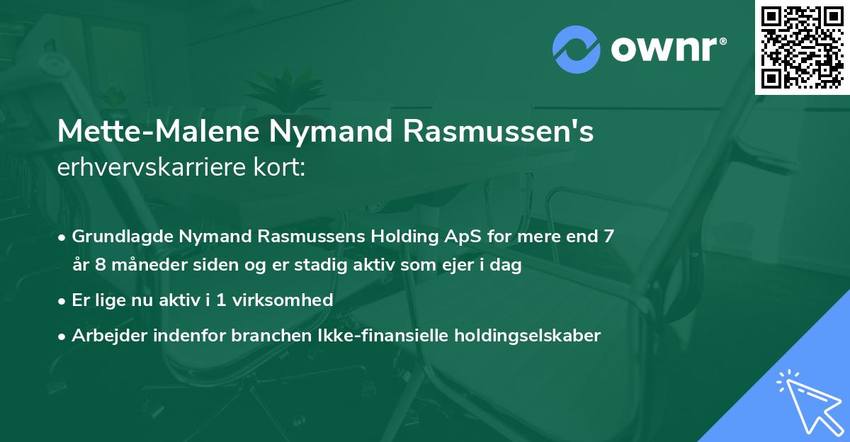 Mette-Malene Nymand Rasmussen's erhvervskarriere kort