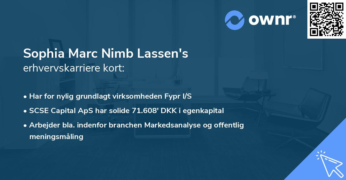 Sophia Marc Nimb Lassen's erhvervskarriere kort