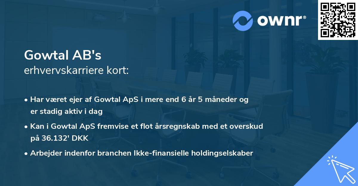 Gowtal AB's erhvervskarriere kort