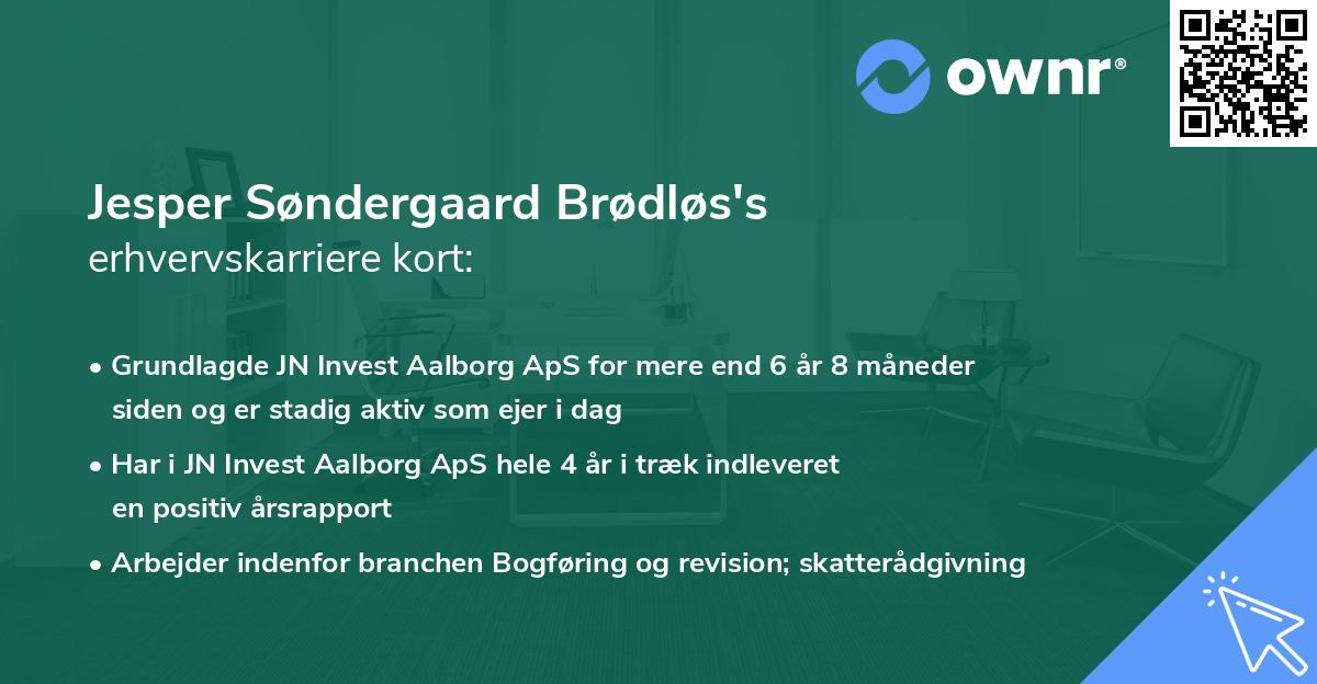 Jesper Søndergaard Brødløs's erhvervskarriere kort