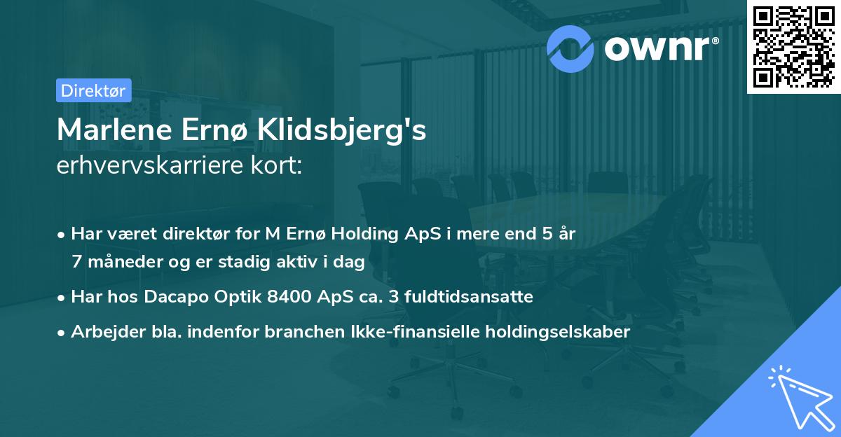 Marlene Ernø Klidsbjerg's erhvervskarriere kort