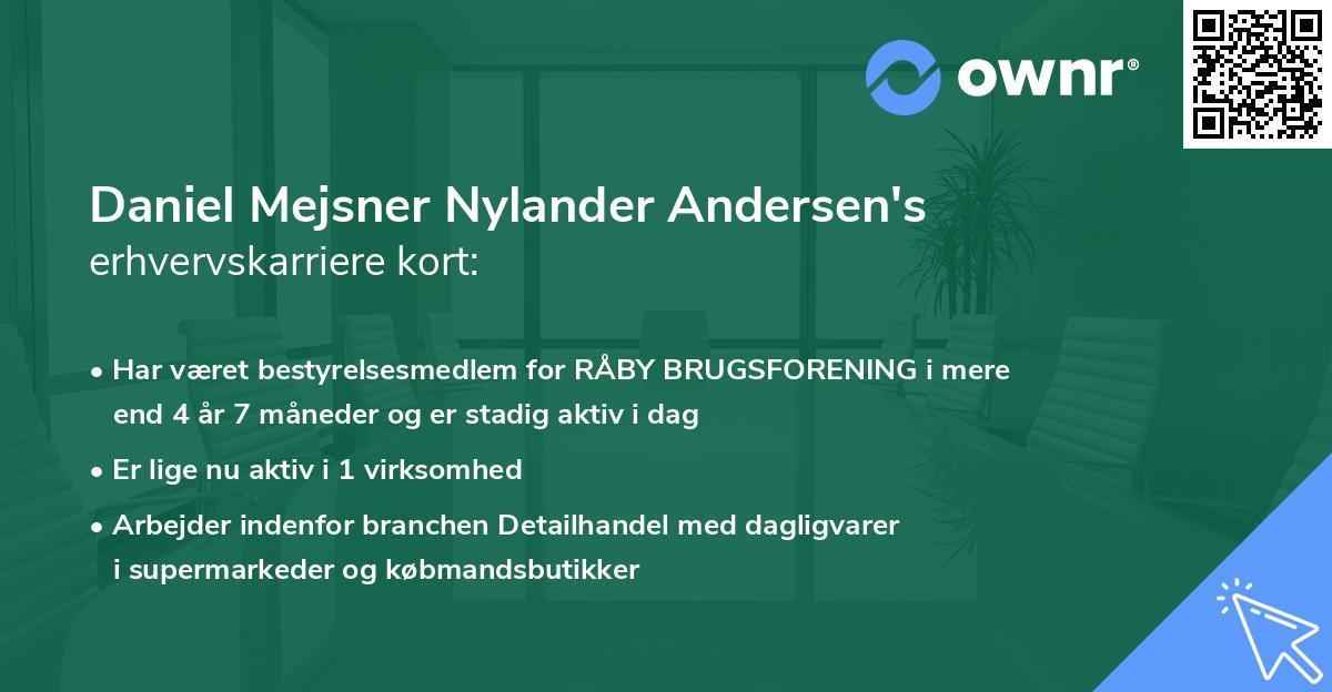 Daniel Mejsner Nylander Andersen's erhvervskarriere kort