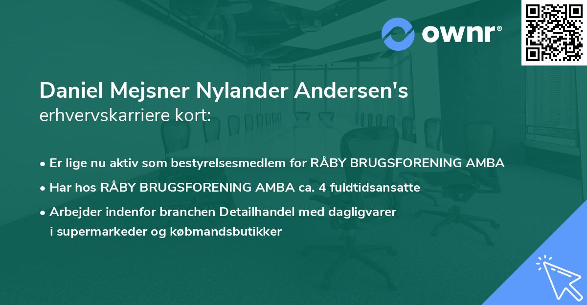 Daniel Mejsner Nylander Andersen's erhvervskarriere kort