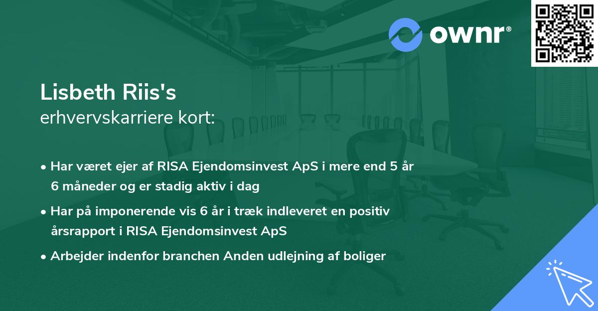 Lisbeth Riis's erhvervskarriere kort