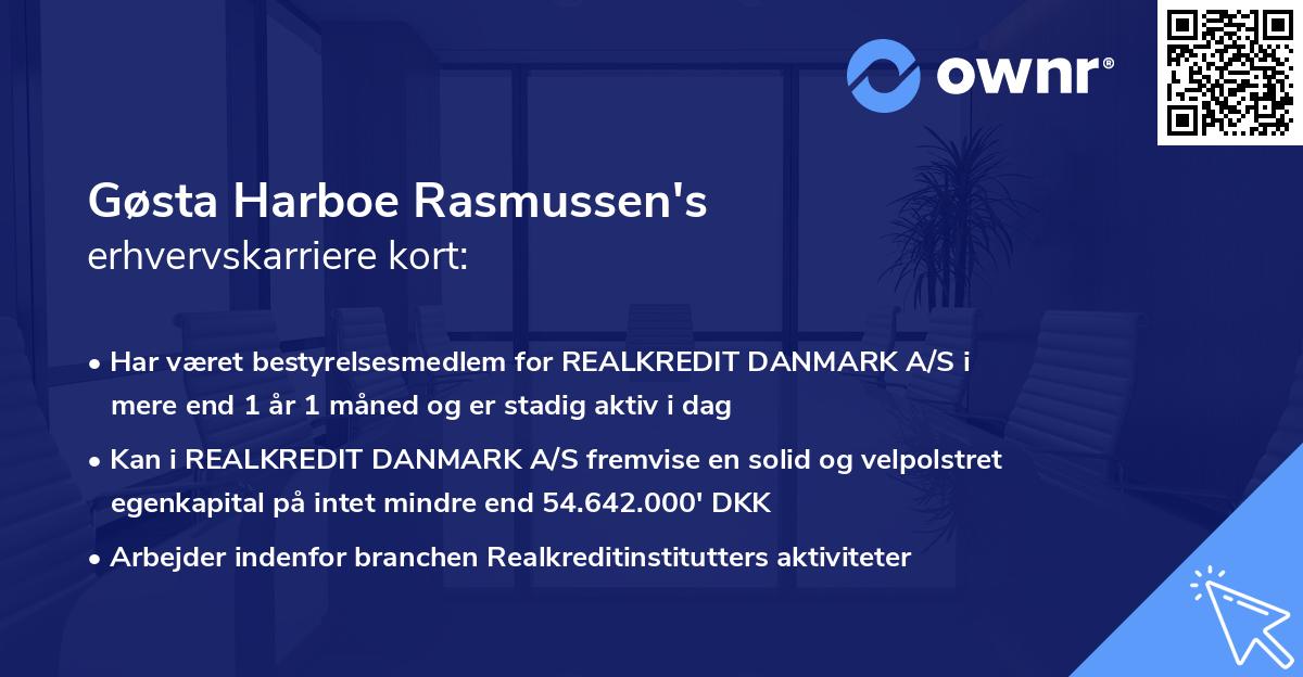 Gøsta Harboe Rasmussen's erhvervskarriere kort