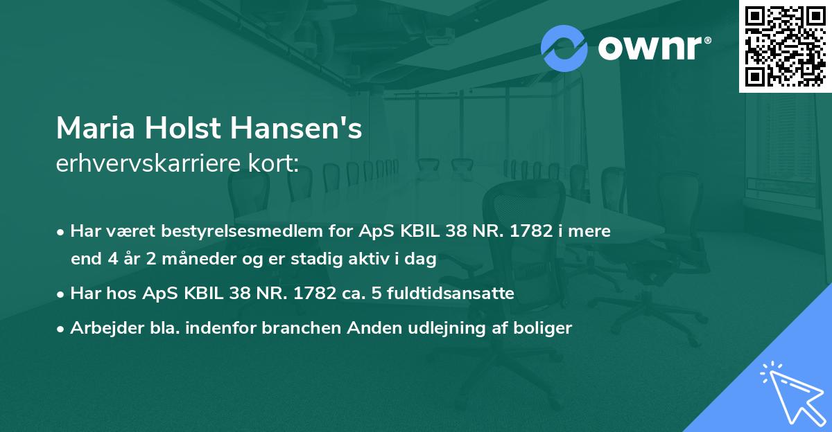 Maria Holst Hansen's erhvervskarriere kort