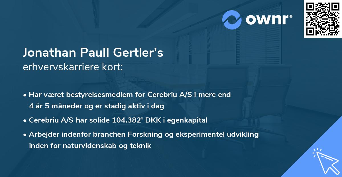 Jonathan Paull Gertler's erhvervskarriere kort