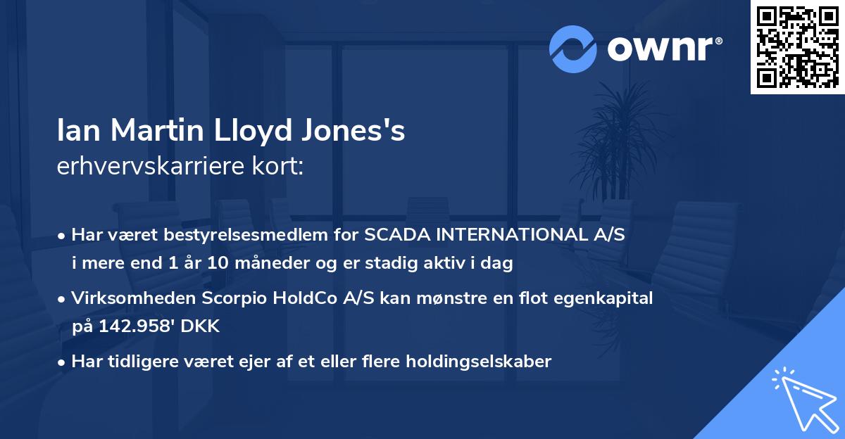 Ian Martin Lloyd Jones's erhvervskarriere kort