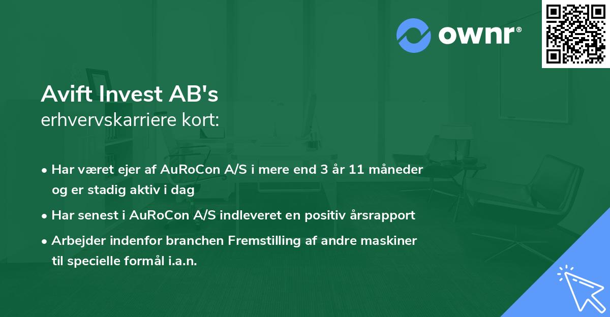 Avift Invest AB's erhvervskarriere kort