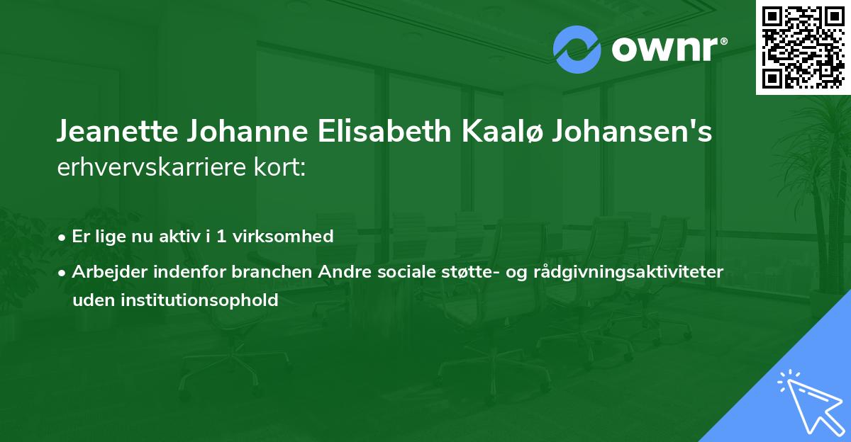 Jeanette Johanne Elisabeth Kaalø Johansen's erhvervskarriere kort