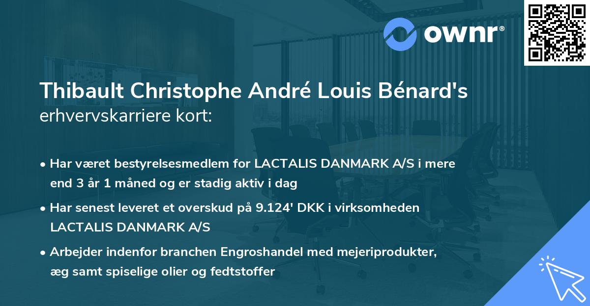 Thibault Christophe André Louis Bénard's erhvervskarriere kort