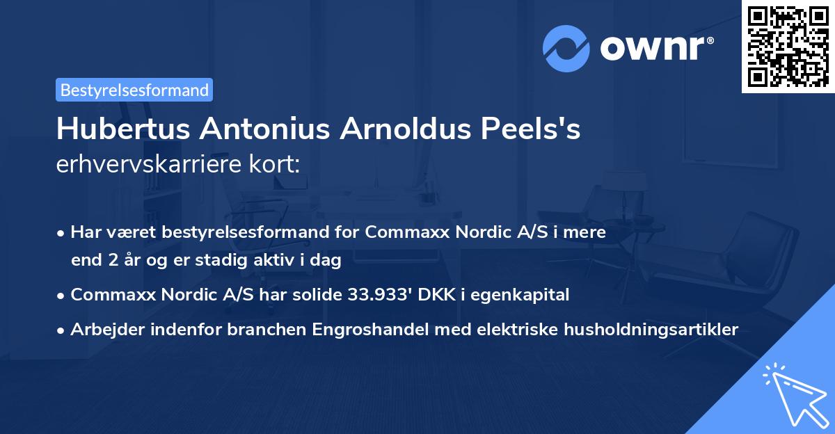 Hubertus Antonius Arnoldus Peels's erhvervskarriere kort