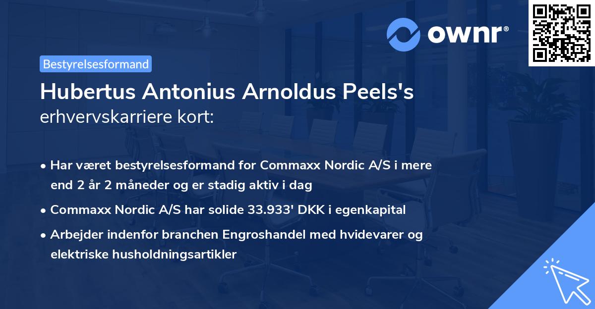 Hubertus Antonius Arnoldus Peels's erhvervskarriere kort