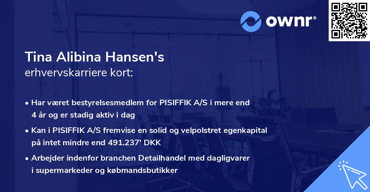 Tina Alibina Hansen's erhvervskarriere kort