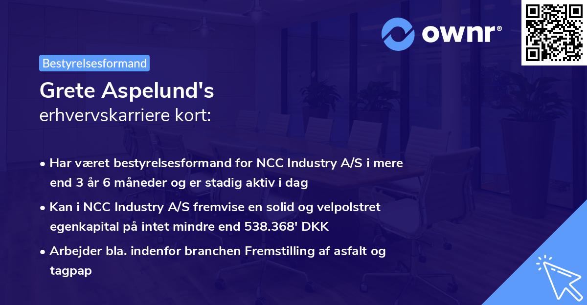 Grete Aspelund's erhvervskarriere kort