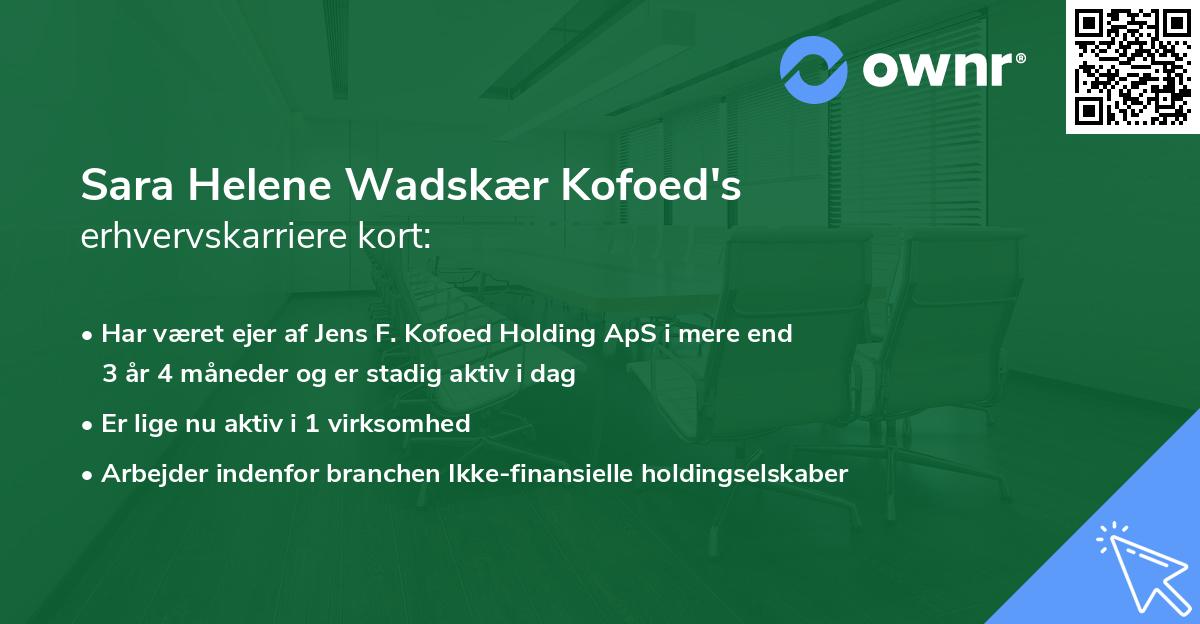 Sara Helene Wadskær Kofoed's erhvervskarriere kort