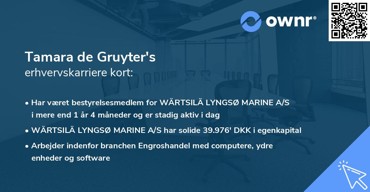 Tamara de Gruyter's erhvervskarriere kort