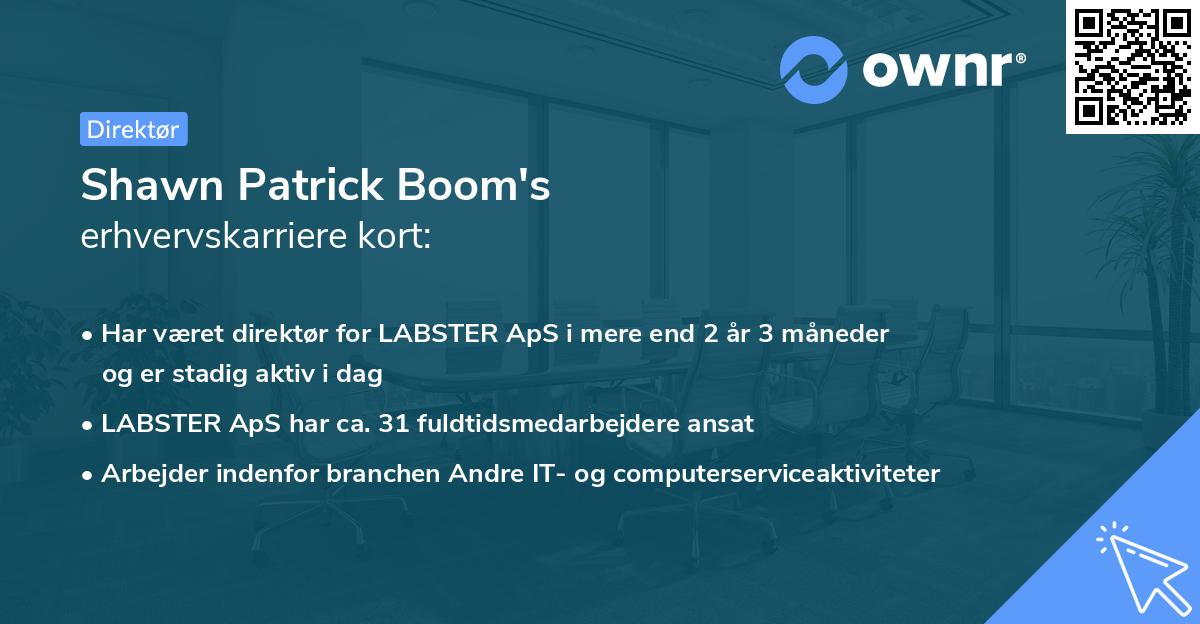 Shawn Patrick Boom's erhvervskarriere kort