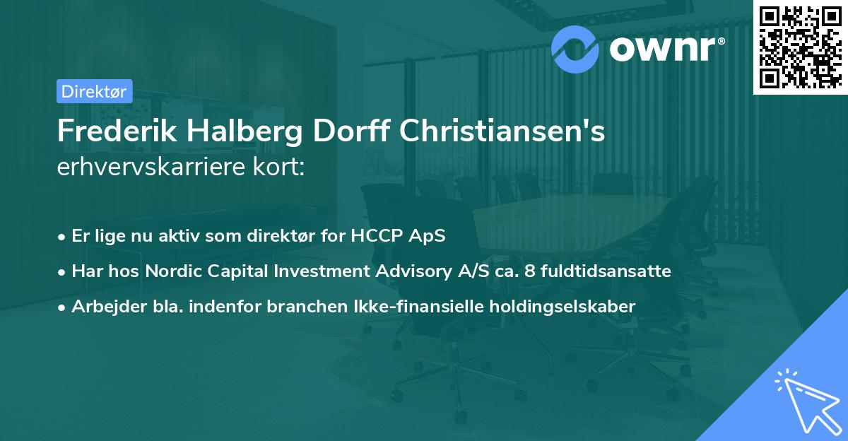 Frederik Halberg Dorff Christiansen's erhvervskarriere kort