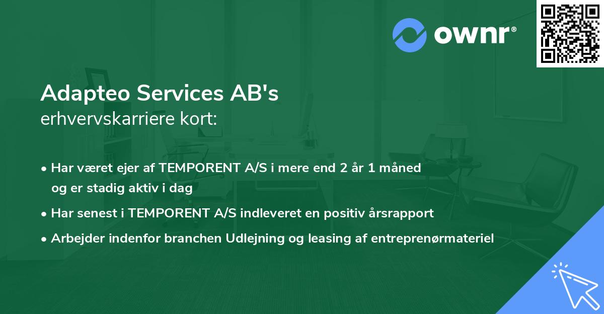 Adapteo Services AB's erhvervskarriere kort