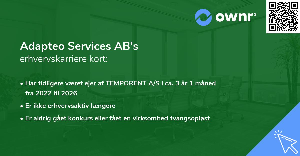 Adapteo Services AB's erhvervskarriere kort