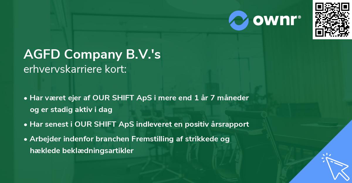 AGFD Company B.V.'s erhvervskarriere kort