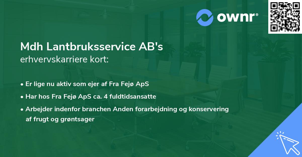 Mdh Lantbruksservice AB's erhvervskarriere kort