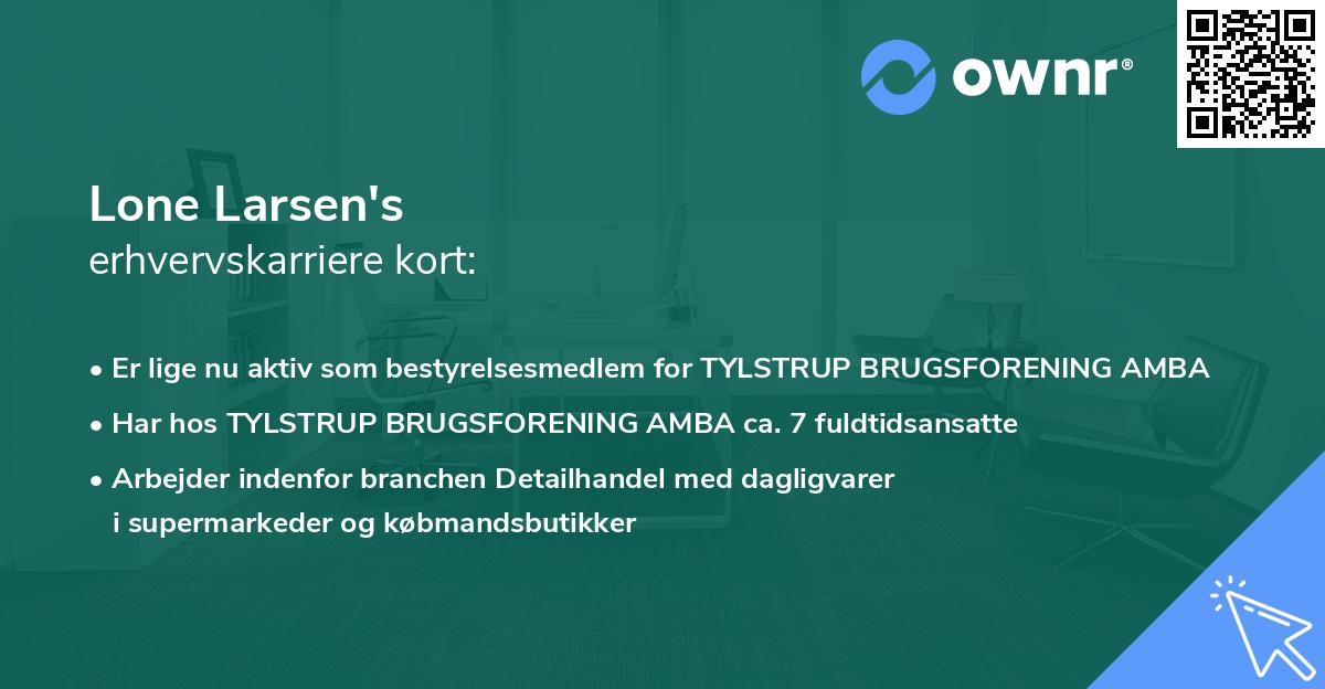 Lone Larsen's erhvervskarriere kort