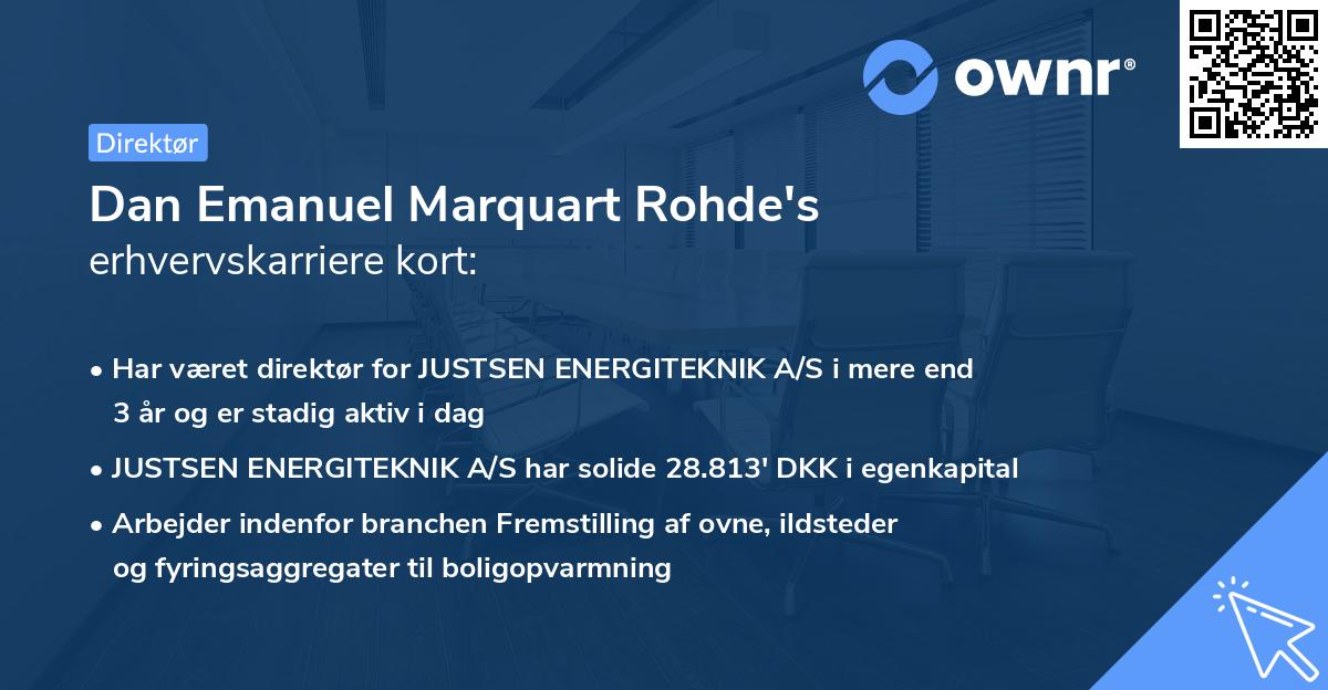 Dan Emanuel Marquart Rohde's erhvervskarriere kort