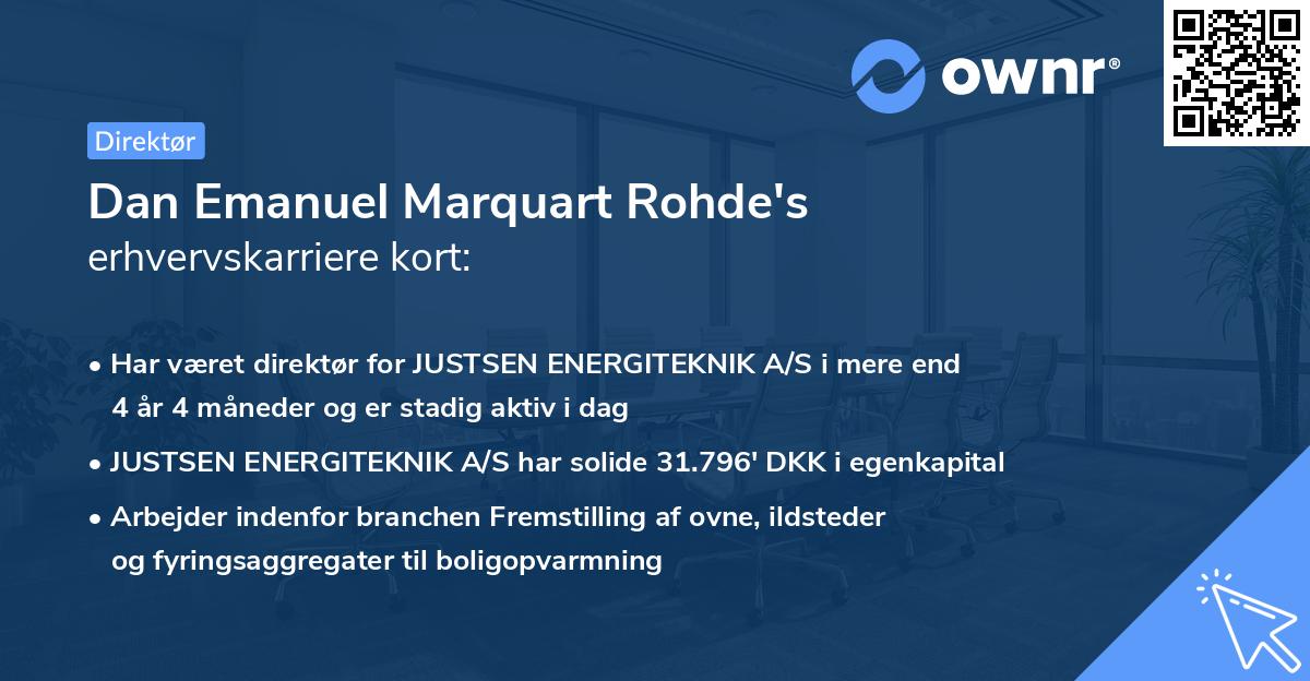 Dan Emanuel Marquart Rohde's erhvervskarriere kort
