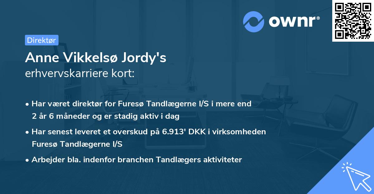 Anne Vikkelsø Jordy's erhvervskarriere kort
