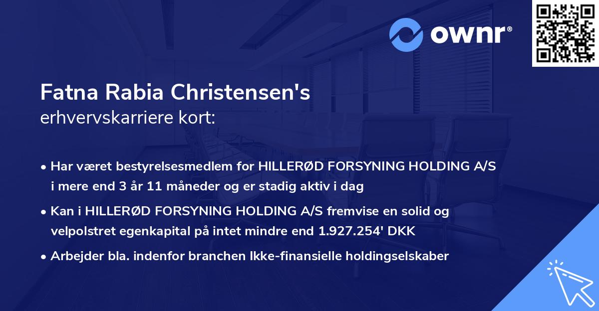 Fatna Rabia Christensen's erhvervskarriere kort