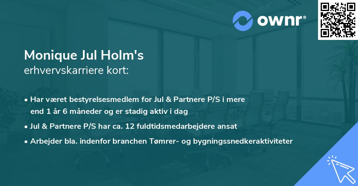 Monique Jul Holm's erhvervskarriere kort