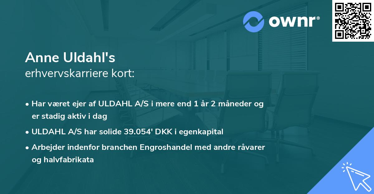 Anne Uldahl's erhvervskarriere kort