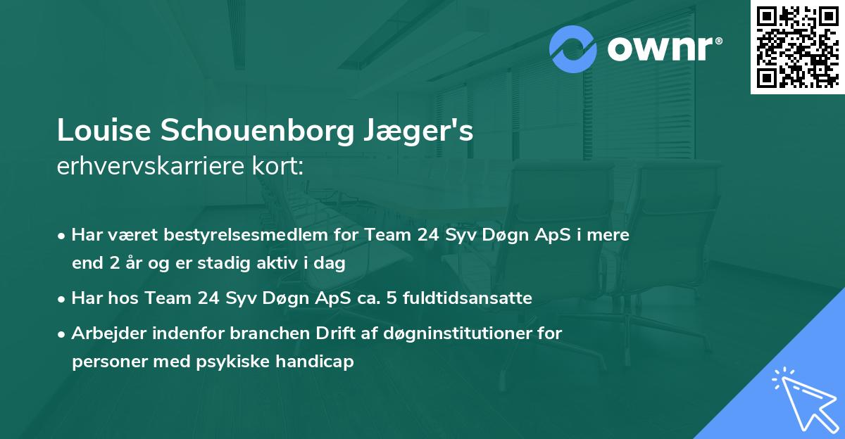 Louise Schouenborg Jæger's erhvervskarriere kort