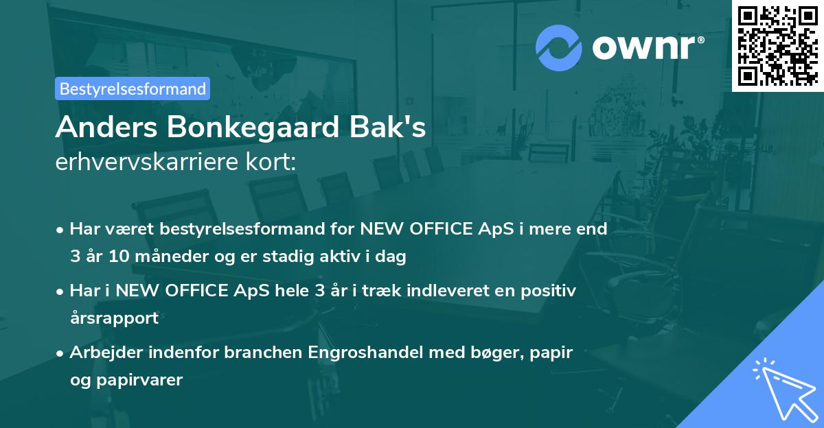 Anders Bonkegaard Bak's erhvervskarriere kort