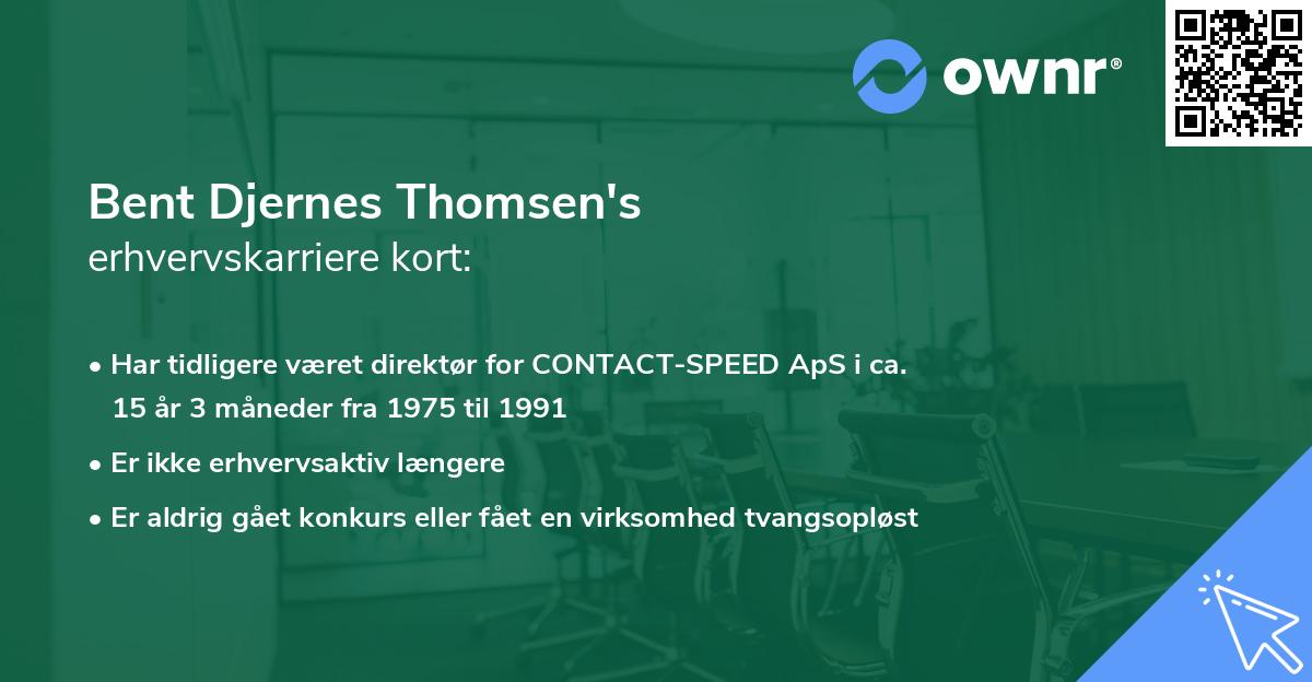 Bent Djernes Thomsen's erhvervskarriere kort
