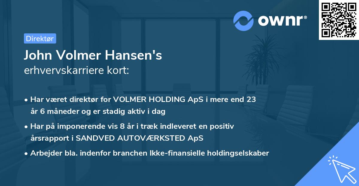 John Volmer Hansen's erhvervskarriere kort