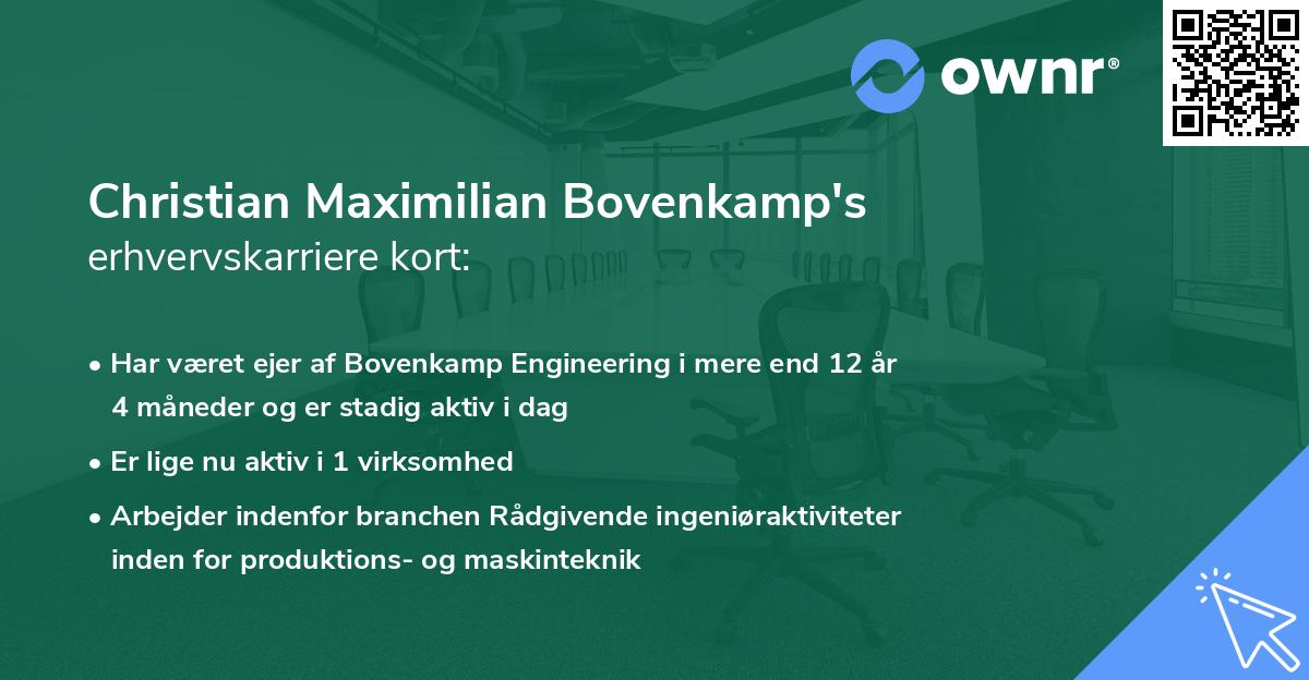 Christian Maximilian Bovenkamp's erhvervskarriere kort