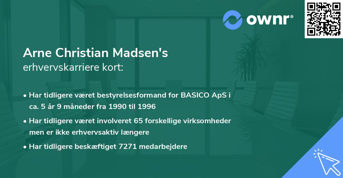 Arne Christian Madsen's erhvervskarriere kort