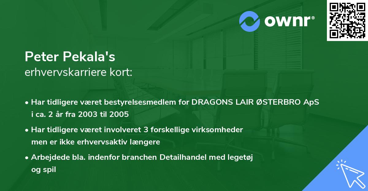 Peter Pekala's erhvervskarriere kort