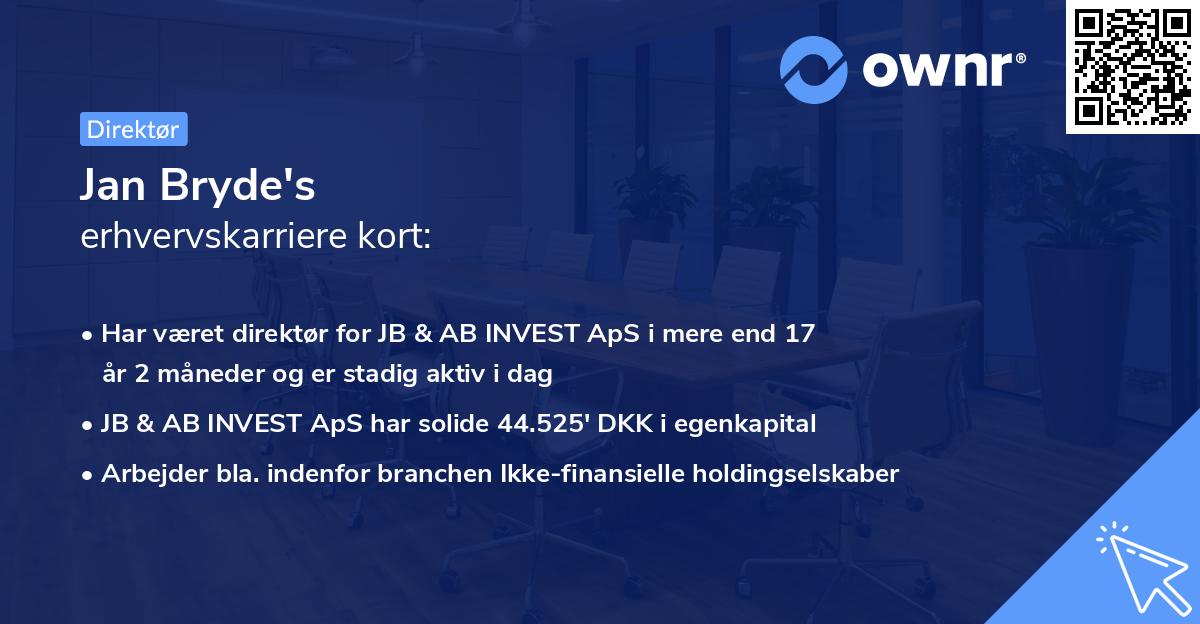 Jan Bryde's erhvervskarriere kort